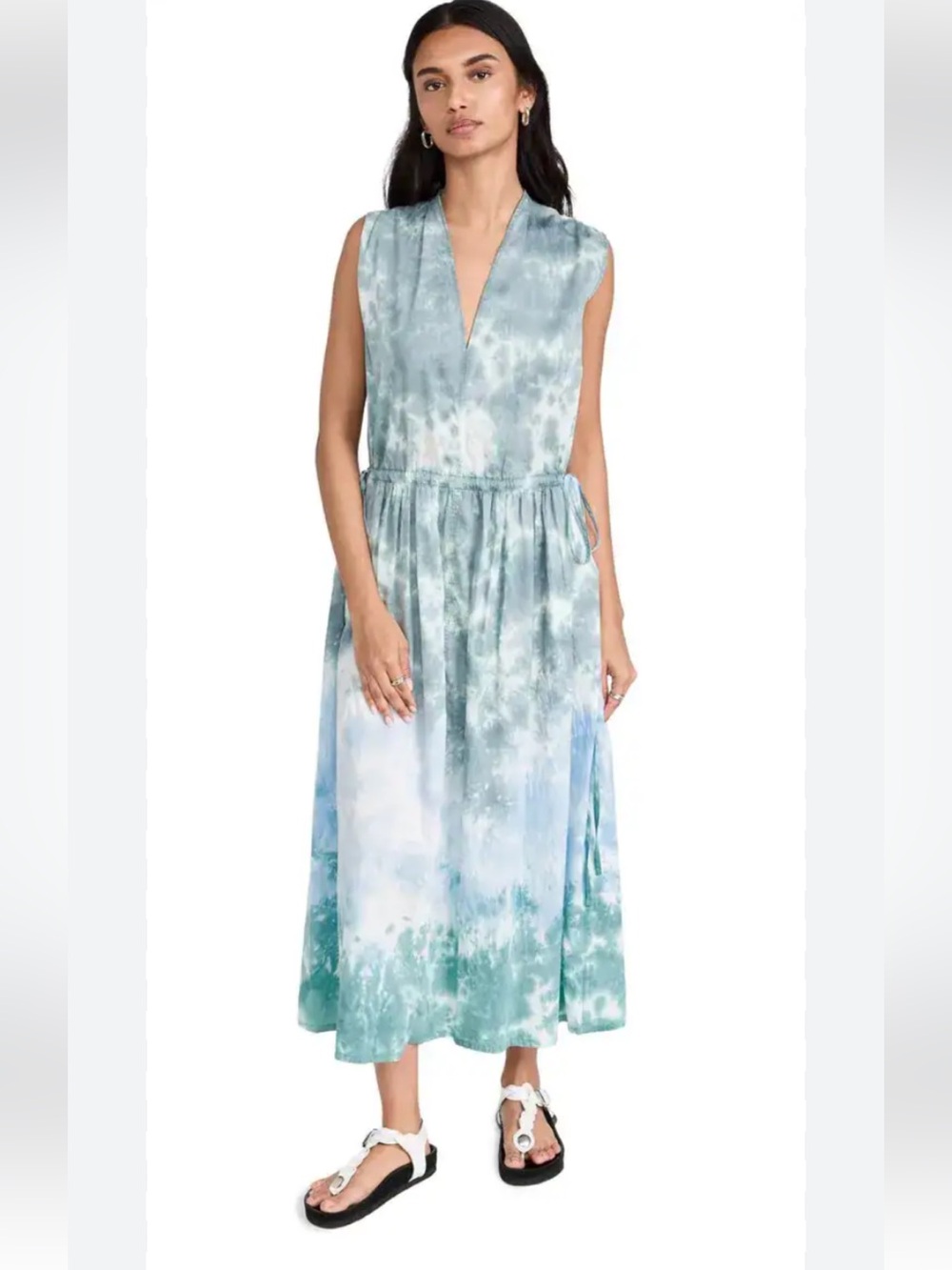 Raquel Allegra Daydream tie dye midi dress with pockets
